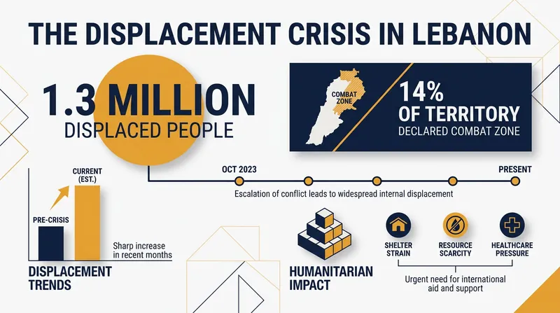 The humanitarian toll of the conflict has resulted in mass displacement across Lebanon.
