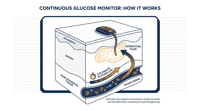 Because CGMs measure glucose in the interstitial fluid rather than the bloodstream, readings can lag behind actual blood sugar levels during intense exercise.