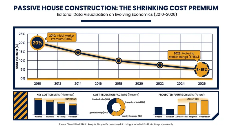 The 'green premium' for Passive House construction has dropped significantly over the last 15 years.