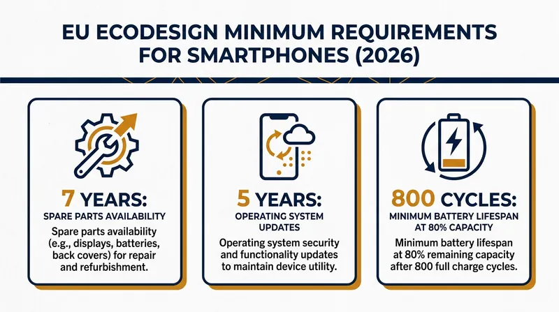 The European Union's Ecodesign Directive sets strict baselines for device longevity.