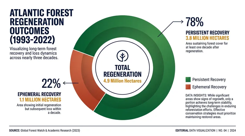 While natural regeneration is widespread, nearly a quarter of recovered forest is eventually cleared again.