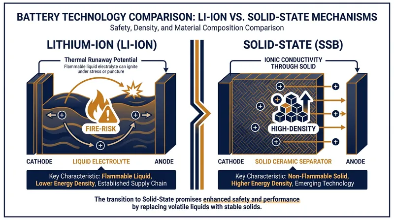Solid-state batteries replace flammable liquid electrolytes with dense, stable solid separators.