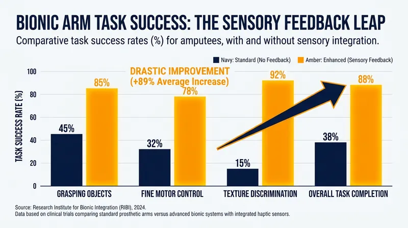 Sensory feedback drastically improves a user's ability to grasp and manipulate objects without dropping them.