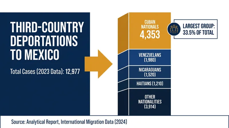 Cuban nationals make up the largest share of third-country deportees sent to Mexico.