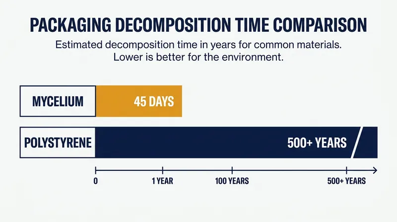Unlike petroleum-based plastics, mycelium packaging composts entirely in a matter of weeks.