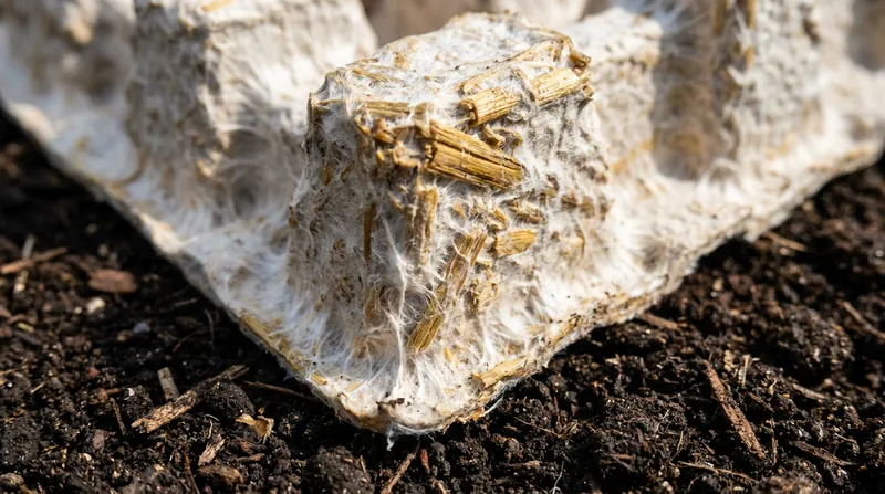 Mycelium packaging acts as a direct replacement for Styrofoam, binding agricultural waste into a solid, shock-absorbing shape.