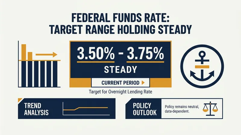 The Federal Reserve's benchmark interest rate has remained frozen since late 2025.