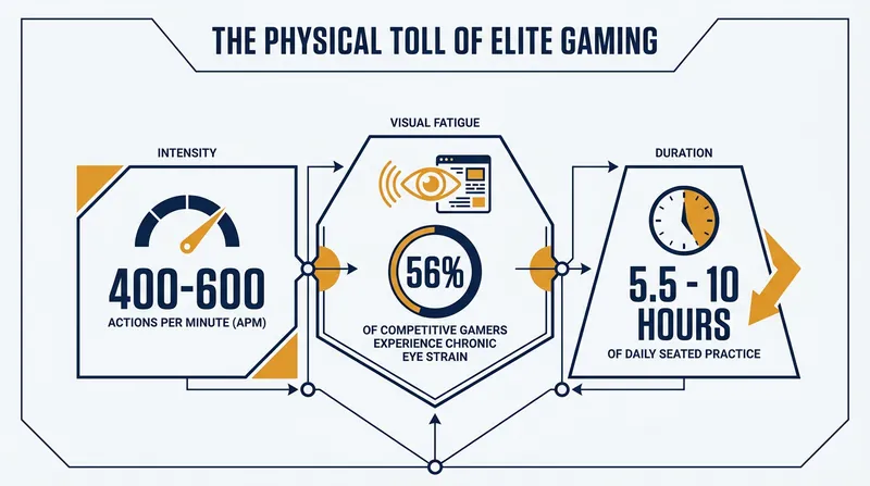 The biomechanical stress of competitive gaming requires proactive medical intervention.