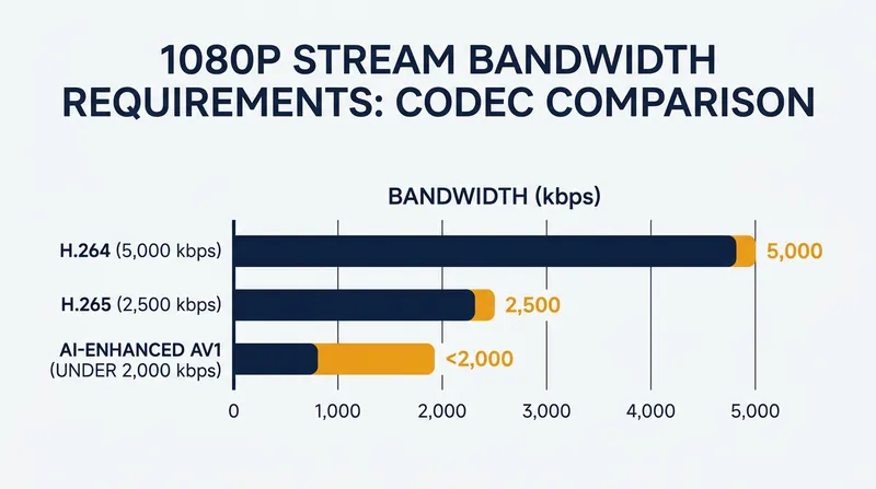 AI-assisted codecs and AV1 can deliver high-definition video using less than half the bandwidth of older standards.
