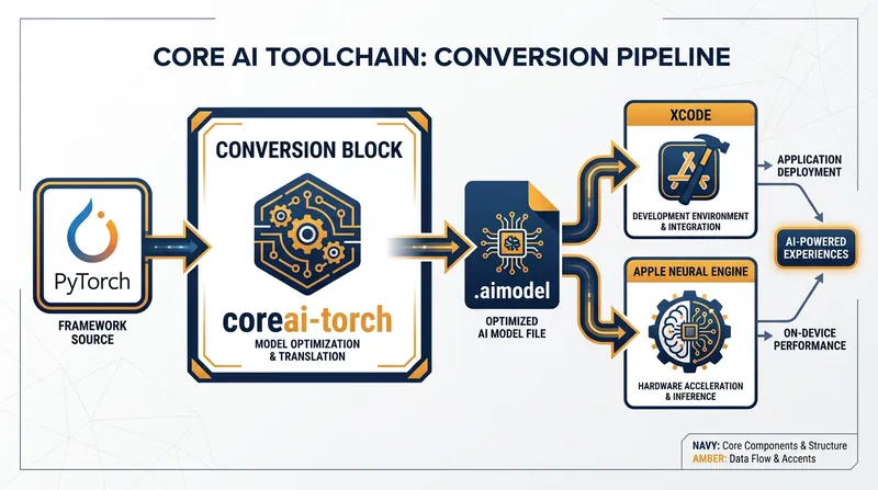 Developers can convert open-source PyTorch models into Apple's native format using the new coreai-torch bridge.