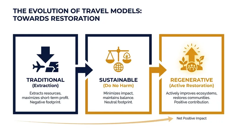 The shift from sustainable to regenerative tourism models.