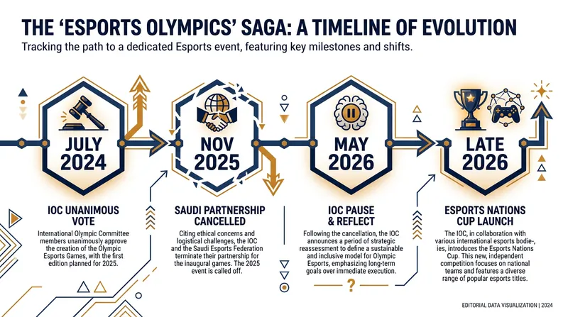 The timeline of the Olympic Esports Games initiative.