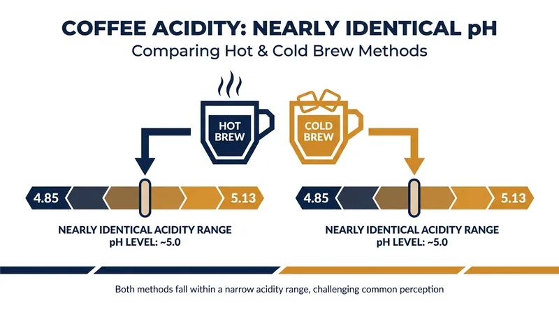 Despite popular claims, scientific measurements show that cold brew and hot brew share nearly identical pH levels.