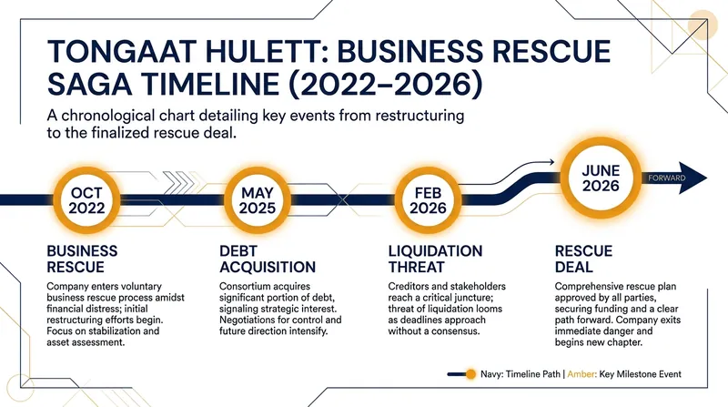 The multi-year timeline of Tongaat Hulett's complex business rescue process.