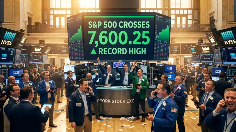 The S&P 500 crossed the historic 7,600 milestone in June 2026, driven by a surge in technology and aerospace stocks.