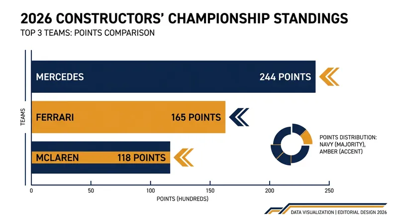 Mercedes maintains a comfortable lead in the Constructors' battle.