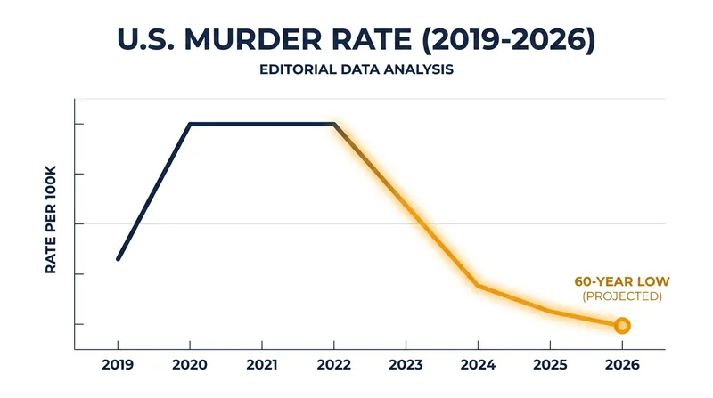 The national homicide rate has erased its pandemic-era spike and is projected to hit a multi-decade low.
