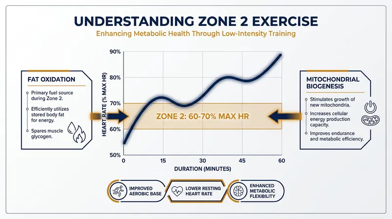 Zone 2 training optimizes mitochondrial function and metabolic flexibility.