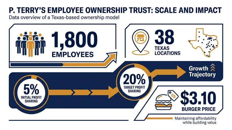 The scale of the newly established Employee Ownership Trust at P. Terry's.