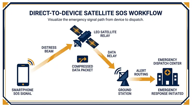 The mechanism behind direct-to-device satellite SOS messaging.