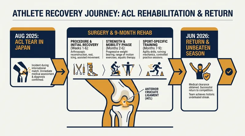 The standard recovery timeline for an anterior cruciate ligament (ACL) rupture in professional handball.