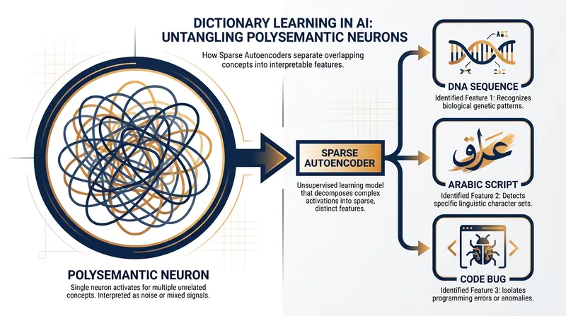 Sparse autoencoders untangle neurons that process multiple concepts simultaneously into single, understandable features.