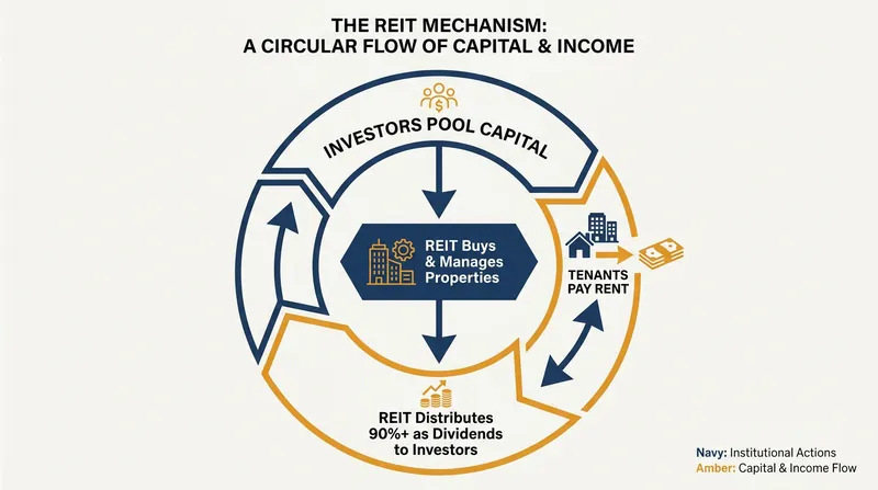 The core mechanism of a Real Estate Investment Trust.