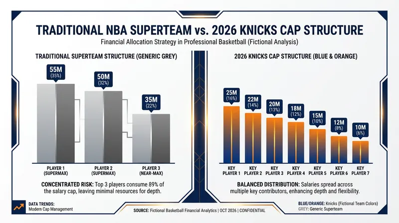 By avoiding top-heavy maximum contracts, the Knicks built a deeper roster that stayed below the NBA's punitive luxury tax thresholds.