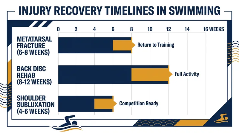 Different injuries require vastly different rehabilitation timelines before an athlete can safely return to the water.