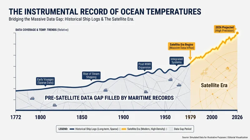 Historical ship logs provide centuries of baseline data that satellites cannot.