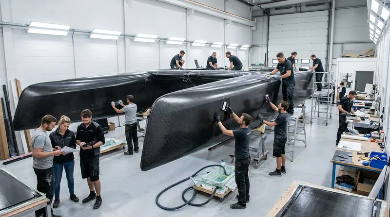 Shore crews have worked tirelessly to rebuild the destroyed F50 catamarans and keep the syndicates competitive.