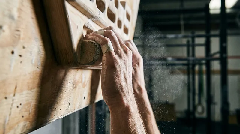 Janja Garnbret has returned to hangboard training, opting against finger tape to avoid psychological reliance.
