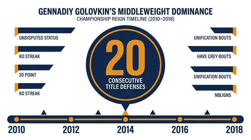 Gennadiy Golovkin tied the all-time record for consecutive middleweight title defenses.