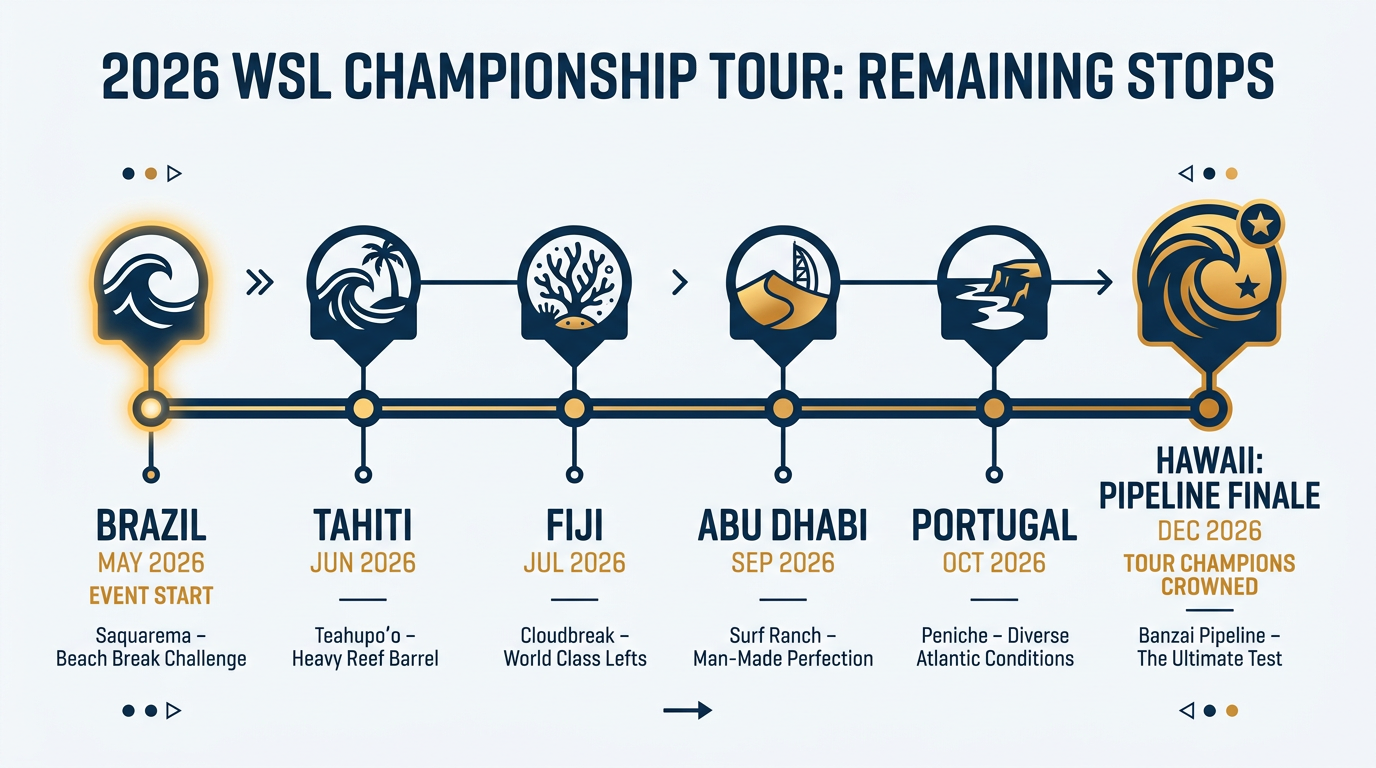 The grueling nine-month global itinerary exposes athletes to vastly different wave types.