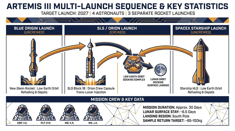 The unprecedented multi-launch choreography required for the Artemis III test flight.
