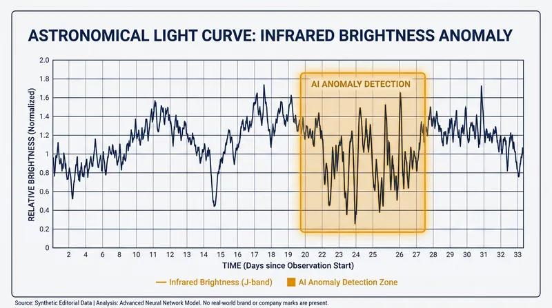 The AI model detects subtle fluctuations in infrared brightness over time to identify variable objects.
