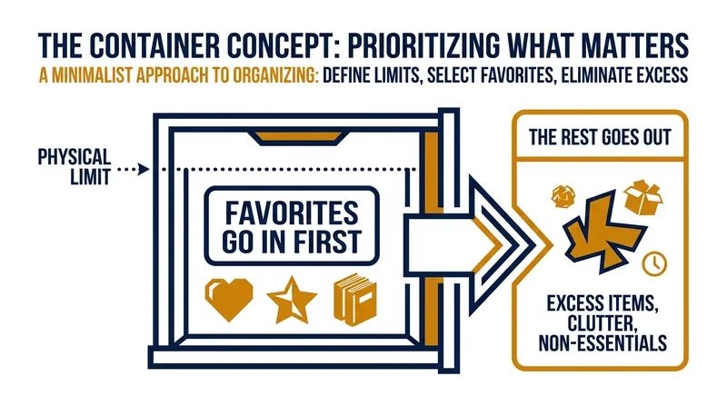The Container Concept uses the physical boundaries of a space to dictate how many items can be kept.