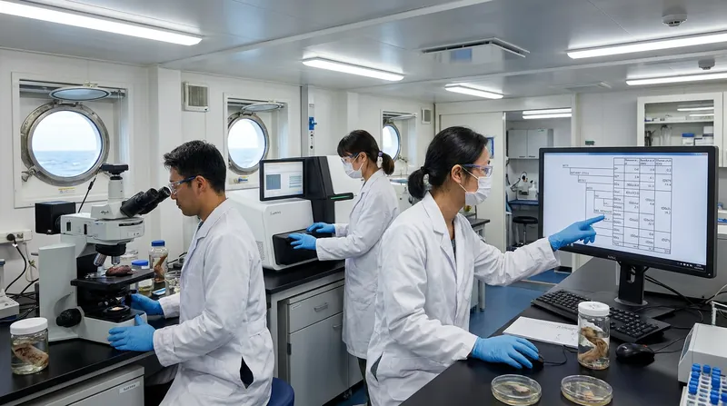 Mobile taxonomic laboratories aboard research vessels allow scientists to process and sequence DNA from new specimens immediately upon extraction.