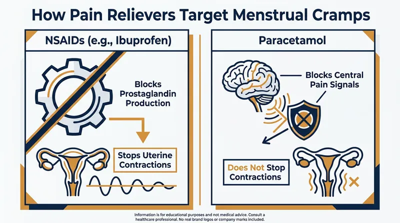 NSAIDs address the root cause of menstrual cramps by inhibiting the enzymes that produce prostaglandins.