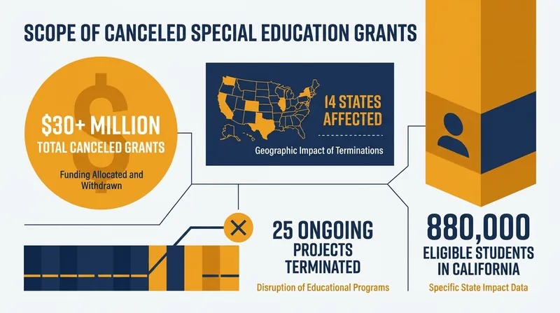 The scope of the Department of Education's IDEA Part D grant cancellations.
