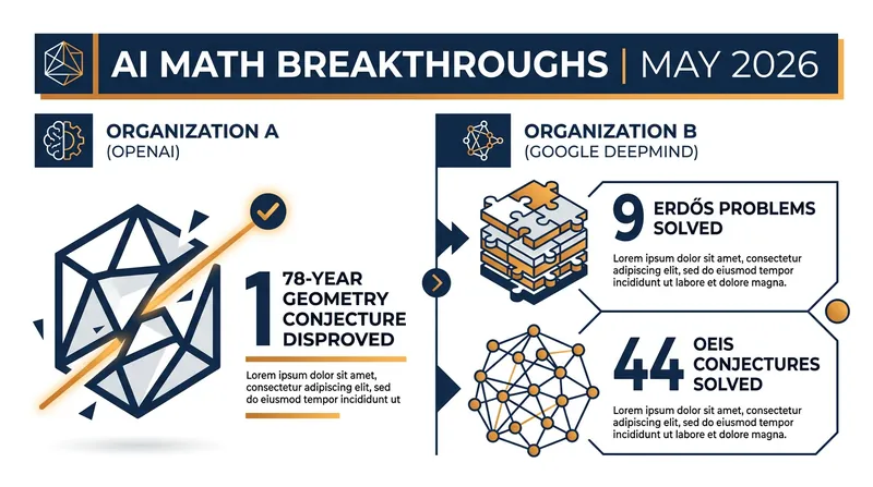 A breakdown of the historic mathematical problems solved by AI systems in May 2026.