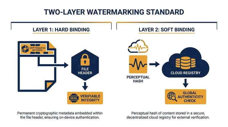 The new C2PA standard requires both embedded metadata and cloud-based perceptual hashing to survive image manipulation.