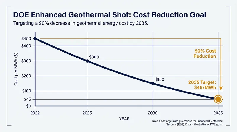 The federal government is targeting a 90% reduction in the cost of enhanced geothermal energy by 2035.