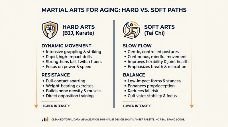 Both hard and soft martial arts offer distinct benefits, allowing practitioners to scale intensity to their physical needs.