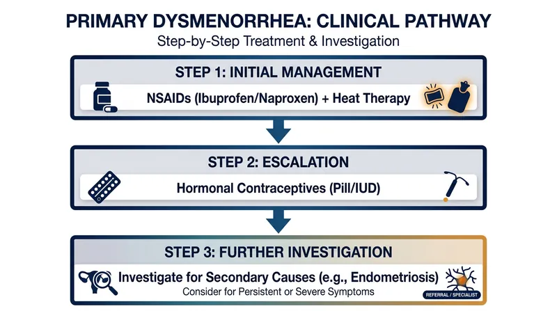 Medical guidelines recommend a step-wise approach to managing menstrual pain, starting with targeted anti-inflammatories.
