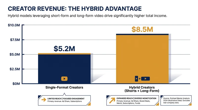 Creators who master both short and long-form content see significantly higher earnings.