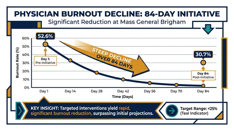Burnout rates among clinicians plummeted significantly within the first three months of AI scribe adoption.