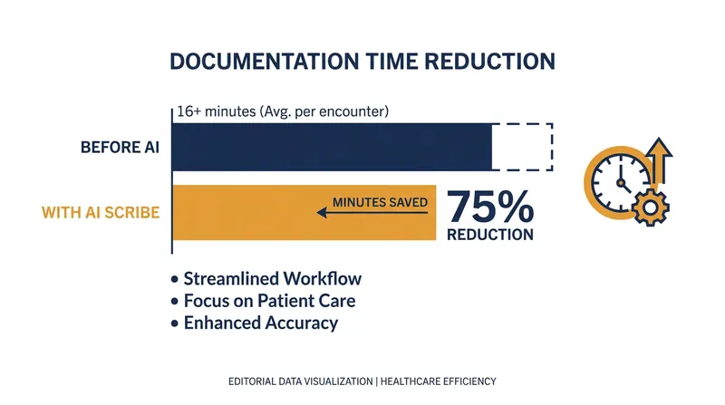 Clinicians using ambient AI reduced their documentation-specific time by up to 16 minutes per encounter.