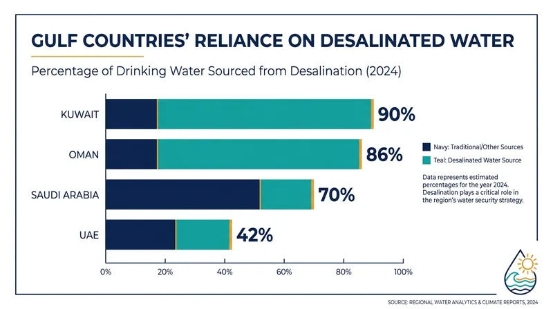 Gulf nations rely on desalination for the vast majority of their municipal drinking water.