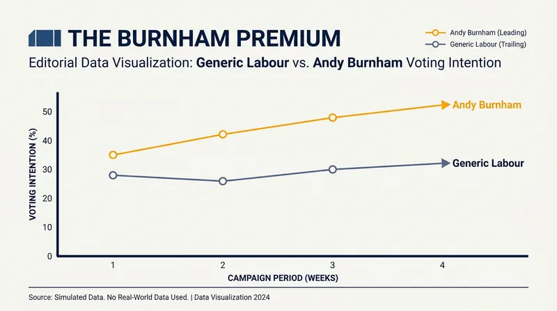 Analysts estimate Burnham's personal popularity adds a 12-point premium over the generic Labour brand in Makerfield.
